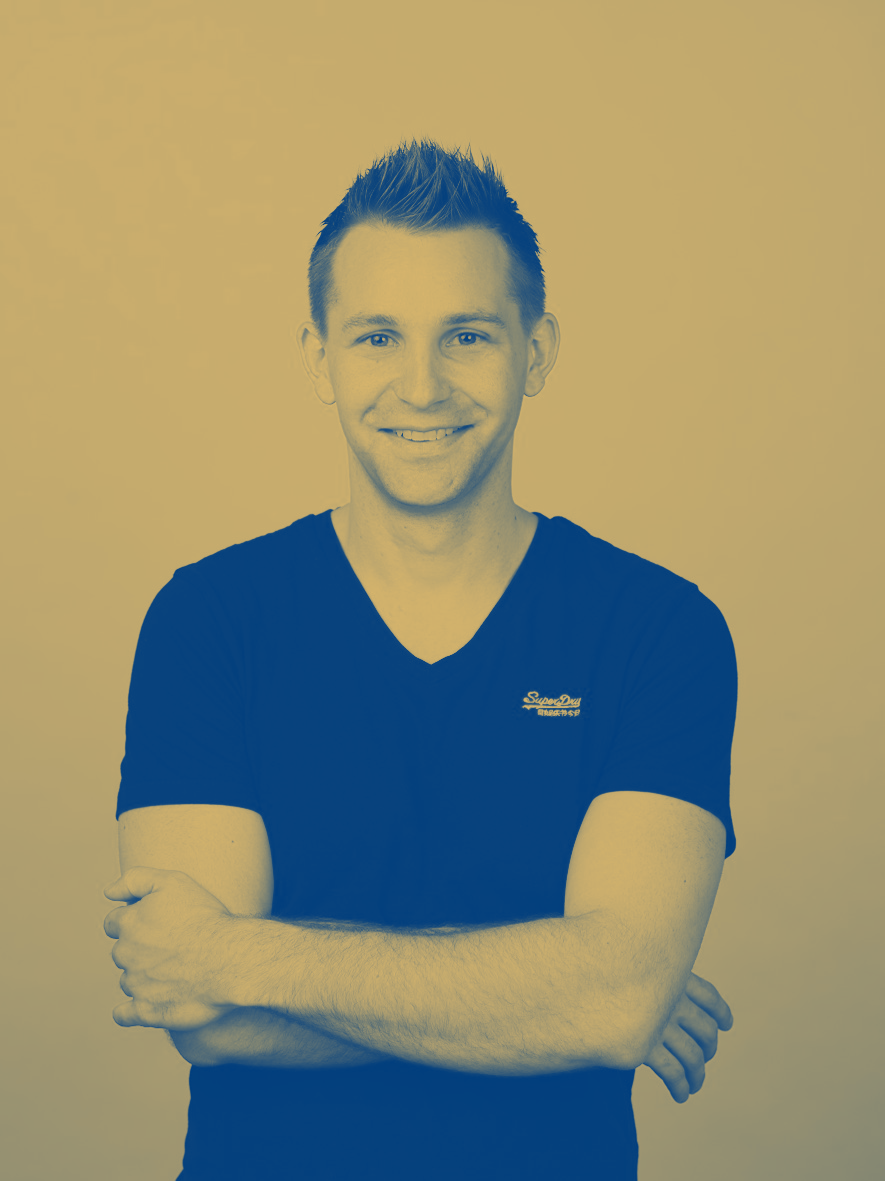 Photo of Max Schrems in blue and yellow duotone
